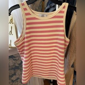 Stile Striped Sleeveless Top in Pink and Cream old money quiet luxury